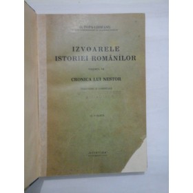 IZVOARELE ISTORIEI ROMANILOR  -  G. POPA-LISSEANU - volumul VII